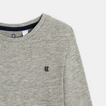 تي شيرت رمادي عادي بأكمام طويلة للأولاد